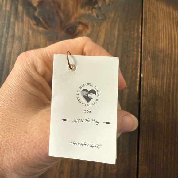 VTG Liz Elizabeth Taylor Red Ribbon Frame Radko Glass Dog Christmas Ornaments - Picture 2 of 2